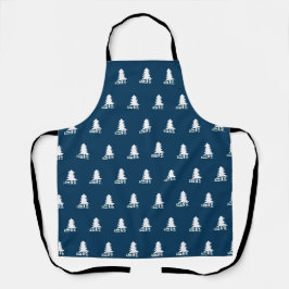Dark Blue and White Christmas Tree Design Schürze