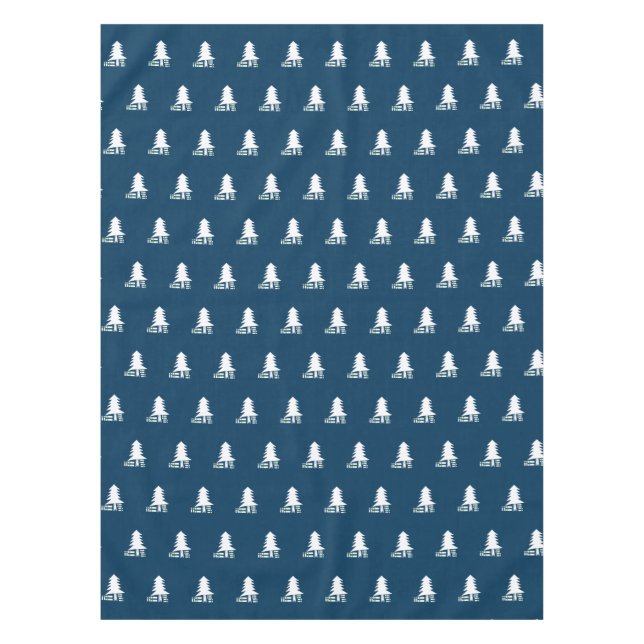 Dark Blue and White Christmas Tree Design Tischdecke (Vorderseite)
