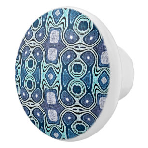 Dark Blue Aqua Türkis Violet Ethnischer Stamm Kuns Keramikknauf