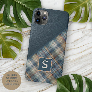 Dark Blue Beige Tan Brown Kariert Gingham Pattern Case-Mate iPhone Hülle