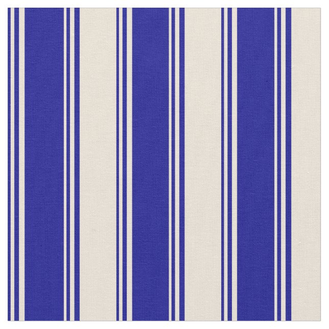 Dark Blue & Bisque Colored Lines Stoff (Nahaufnahme)