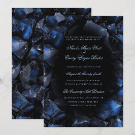 Dark Blue Boho Hexen Crystals Black Wedding Einladung