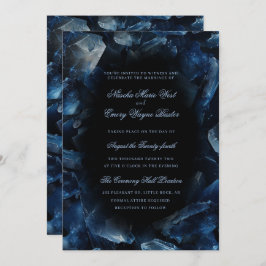 Dark Blue Boho Witch Crystals Black Wedding Einladung