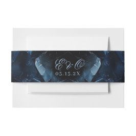 Dark Blue Boho Witch Crystals Black Wedding Einladungsbanderole