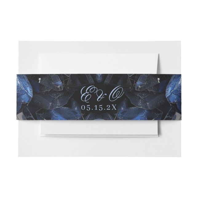 Dark Blue Boho Witch Crystals Black Wedding Einladungsbanderole (Vorderseite Beispiel)