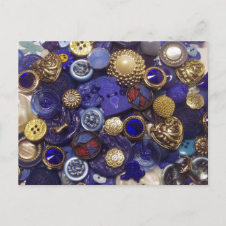 Dark Blue Button Collage Postkarte
