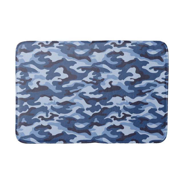 Dark Blue Camouflage Pattern Badematte (Vorderseite)