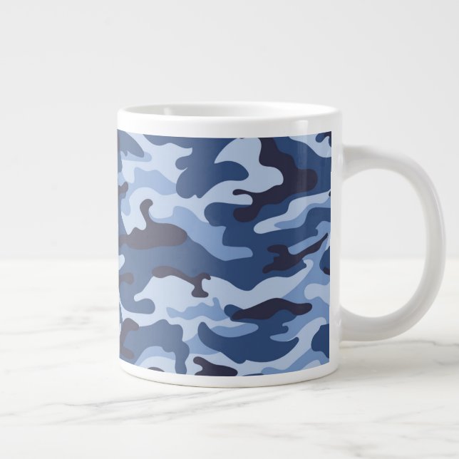Dark Blue Camouflage Pattern Jumbo-Tasse (Rechts)