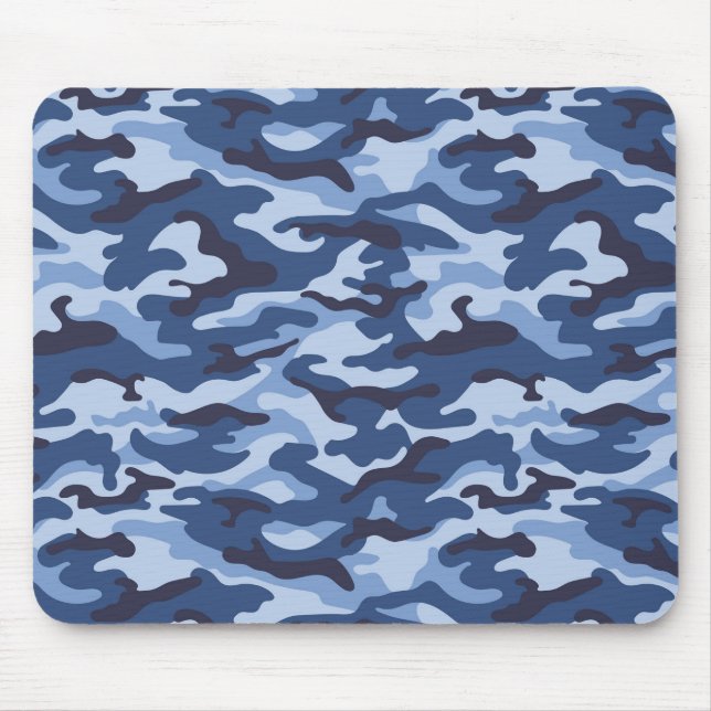 Dark Blue Camouflage Pattern Mousepad (Vorne)
