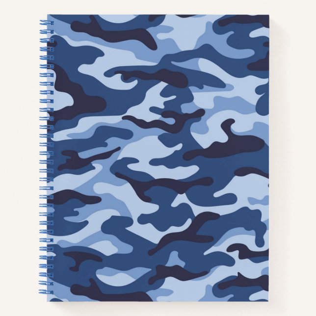 Dark Blue Camouflage Pattern Notizbuch (Vorderseite)