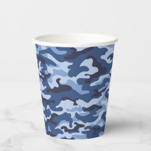 Dark Blue Camouflage Pattern Pappbecher