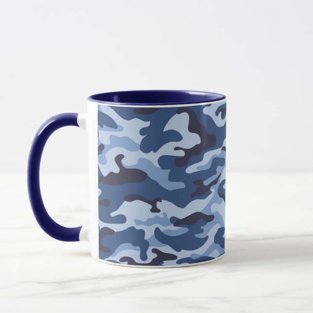 Dark Blue Camouflage Pattern Tasse (Links)