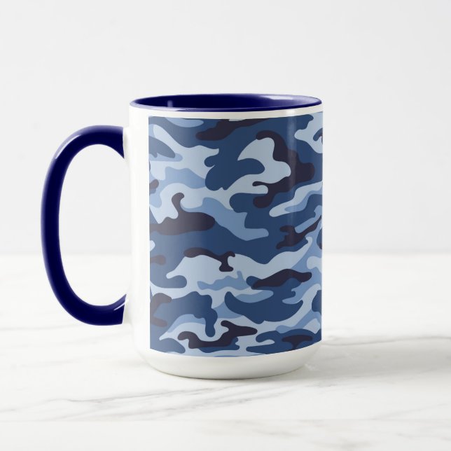 Dark Blue Camouflage Pattern Tasse (Links)
