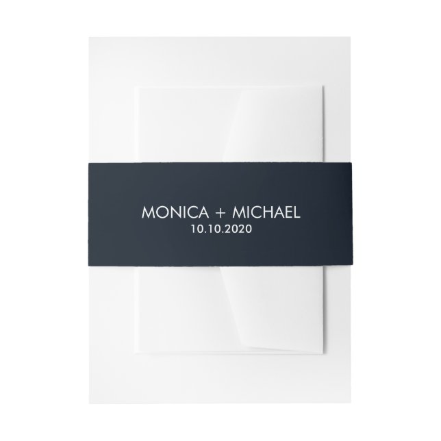 Dark Blue Classic Personalisiert Wedding Einladungsbanderole (Vorderseite Beispiel)