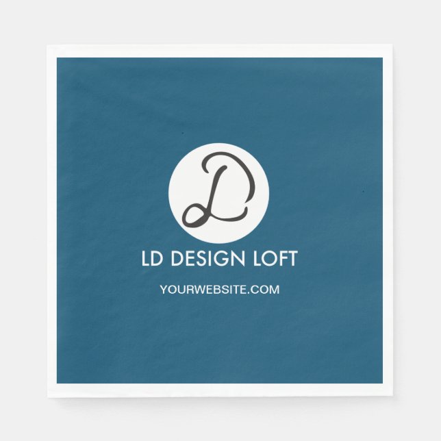 Dark Blue Cocktail Napkin mit Logo und Serviette (Vorderseite)