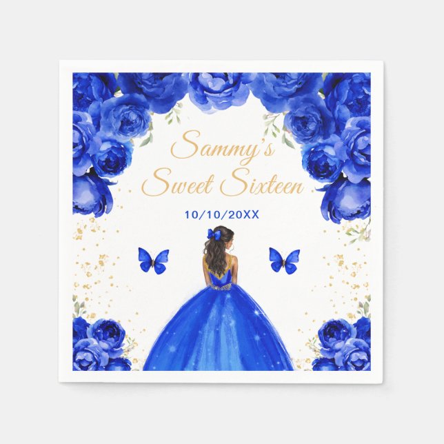 Dark Blue Dark Skin Princess 16 . Geburtstag Serviette (Vorderseite)