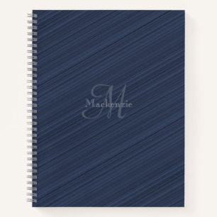 Dark Blue Diagonal Stripes Custom Monogram Name Notizbuch