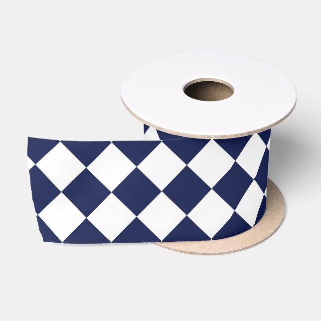 Dark Blue Diamond Muster Satinband (Spule)