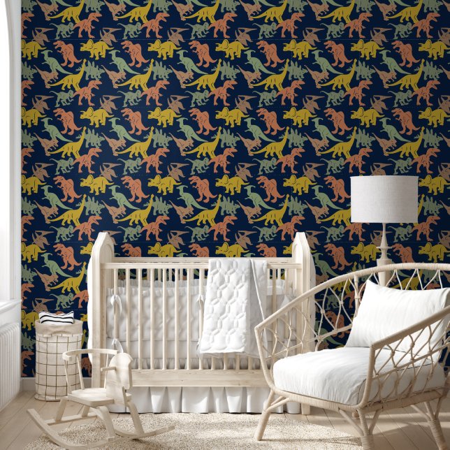 Dark Blue Dinosaur Baby Boy Kinderzimmer Peel & St Tapete (Kinder)