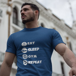 Dark Blue Eat Sleep Gym Repeat Icon T-Shirt