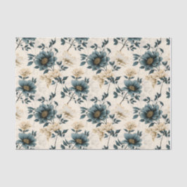 Dark Blue Floral Design Seidenpapier
