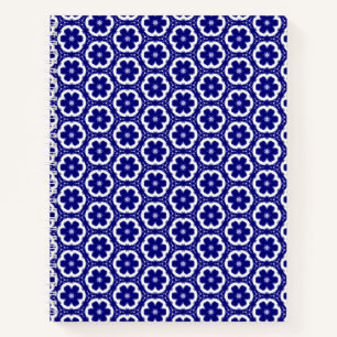 Dark Blue Floral Spiral Notebook Notizbuch