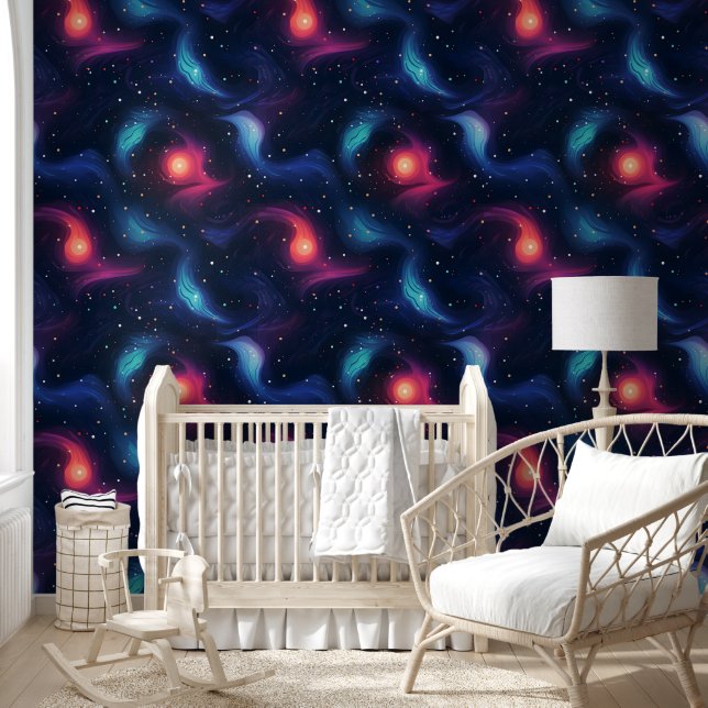 Dark Blue Galaxy Muster Tapete (Kinder)