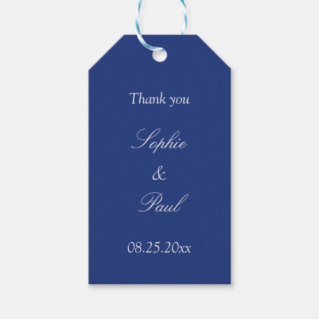 Dark Blue Gastgeschenk Hochzeit Vielen Dank, dass  Geschenkanhänger (Vorderseite)