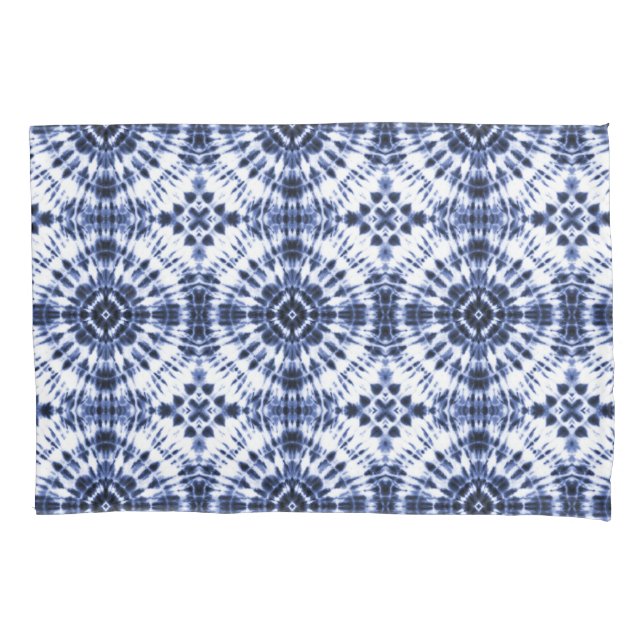 Dark Blue Gefärbte Krawatte Muster Kissenbezug (Vorderseite-Links)