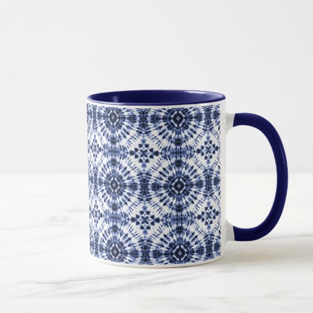 Dark Blue Gefärbte Krawatte Muster Tasse (Rechts)