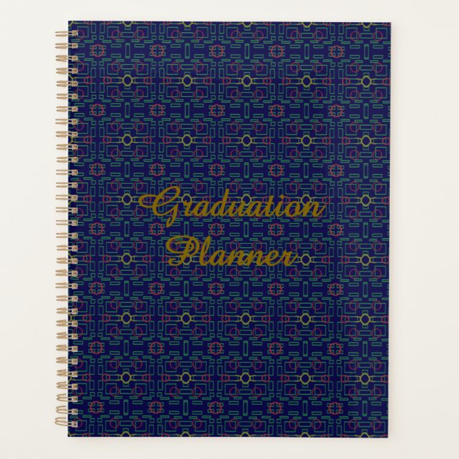 Dark Blue Geometric Abschluss Planner Planer (Vorderseite)