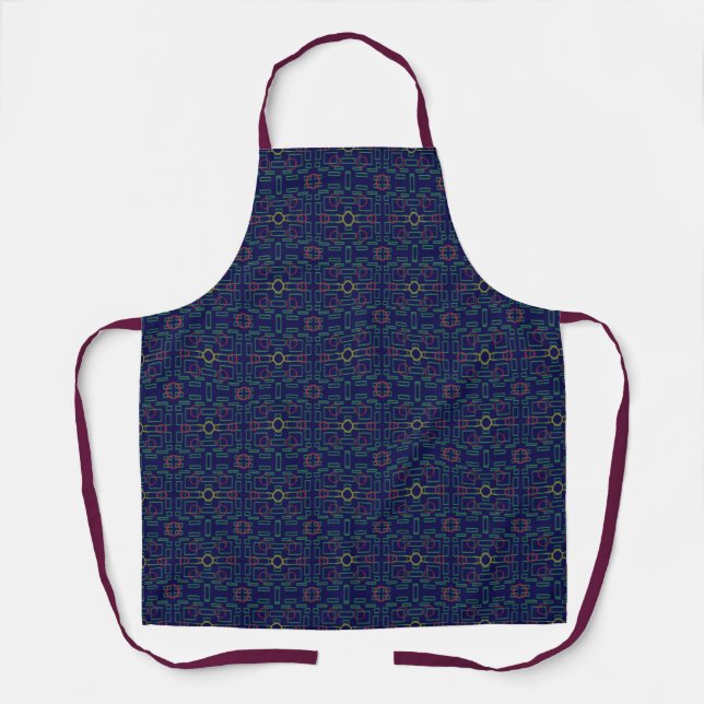 Dark Blue Geometric All-over-Print-Schürze Schürze (Vorderseite)