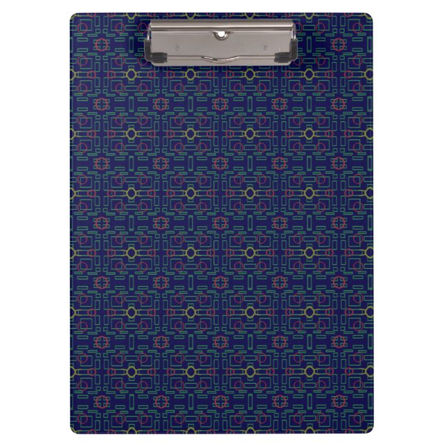 Dark Blue Geometric Clipboard Klemmbrett (Vorderseite)