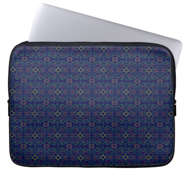 Dark Blue Geometric Electronics Bag Laptopschutzhülle (Vorderseite)