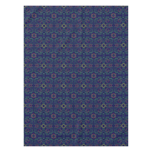 Dark Blue Geometric Tablecloth Tischdecke (Vorderseite)