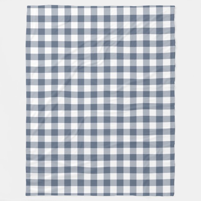 Dark Blue Gingham Pattern Fleecedecke (Vorderseite)