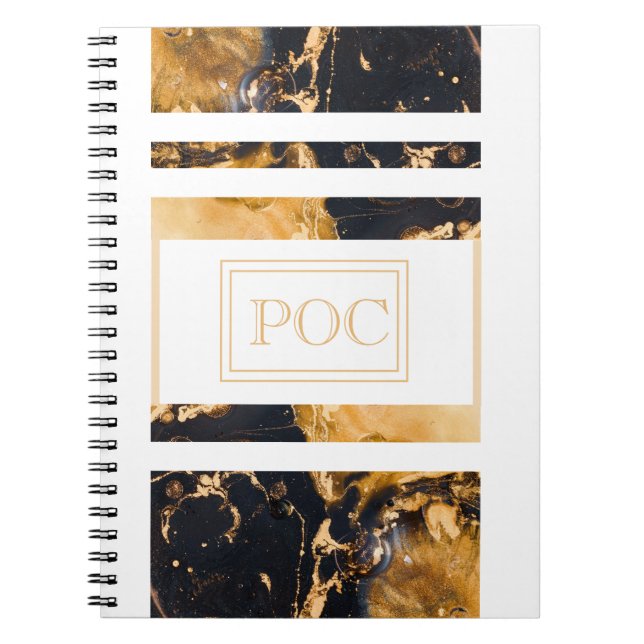 Dark Blue Gold Abstrakt Monogram Notizblock (Vorderseite)