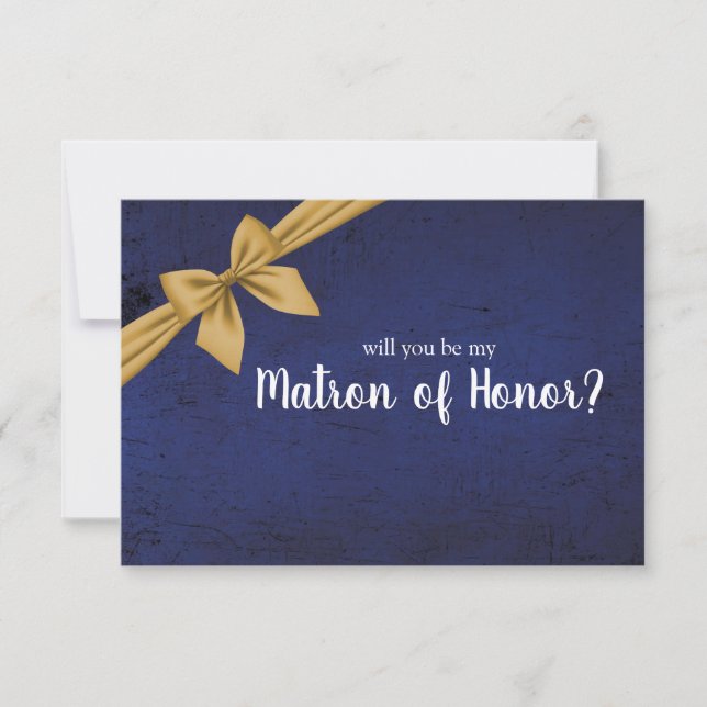 Dark Blue Gold Bow wirst du meine Ehrenmatrone sei (Vorderseite)