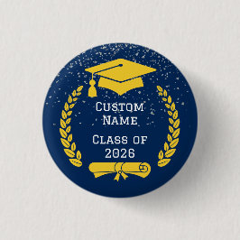 Dark Blue & Gold Class of 2026 Graduation Button