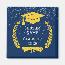 Dark Blue & Gold Class of 2026 Graduation Magnet