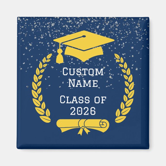 Dark Blue & Gold Class of 2026 Graduation Magnet (Vorne)