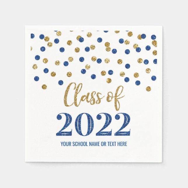 Dark Blue Gold Confetti Class 2022 Serviette (Vorderseite)