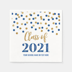 Dark Blue Gold Confetti Class of 2021 Abschluss Serviette