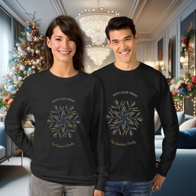 Dark Blue & Gold Midnight Sparkle Stars New Year  T-Shirt (Von Creator hochgeladen)