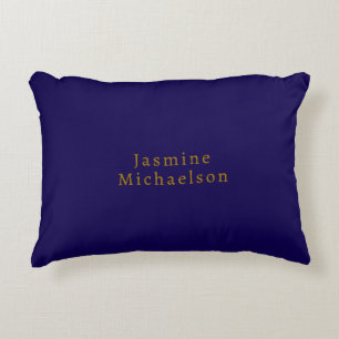 Dark Blue & Gold Niedlicher Minimalistischer Name Dekokissen