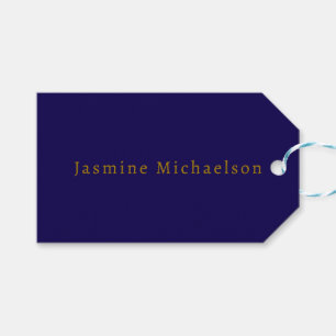 Dark Blue & Gold Niedlicher Minimalistischer Name Geschenkanhänger
