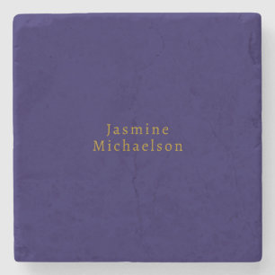 Dark Blue & Gold Niedlicher Minimalistischer Name Steinuntersetzer