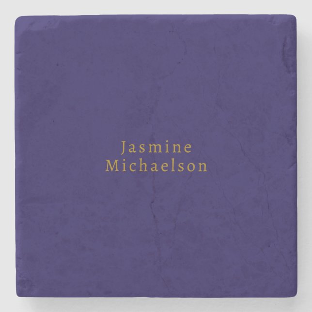 Dark Blue & Gold Niedlicher Minimalistischer Name Steinuntersetzer (Vorderseite)