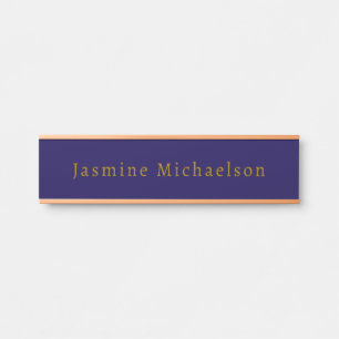 Dark Blue & Gold Niedlicher Minimalistischer Name Türschild