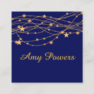 dark blue golden tones pattern with stars custom  quadratische visitenkarte